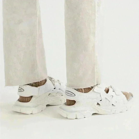 NIB Balenciaga Unisex Track Neoprene Rubber Velcro Strap Sandals White 8 - Picture 4 of 13